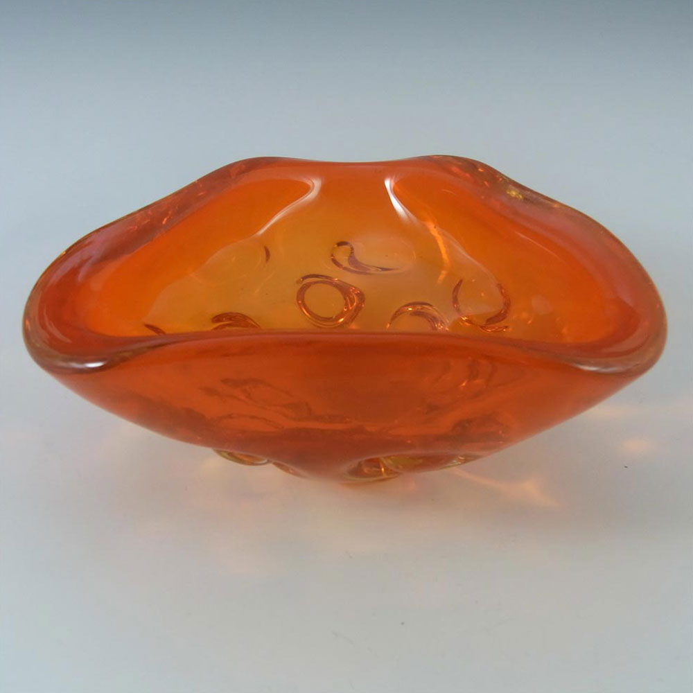 Murano/Venetian 1970's Orange Dimpled Glass Bowl - Click Image to Close