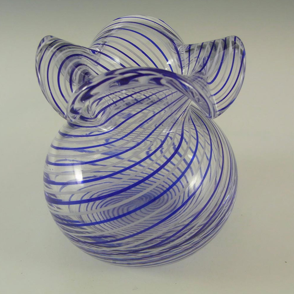 (image for) Venetian Murano Blue & White Filigree Glass Vase - Click Image to Close