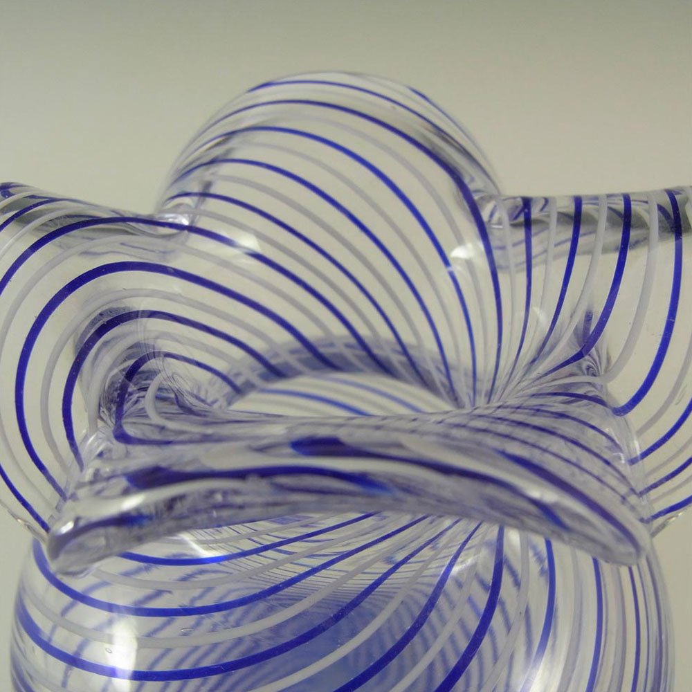 Venetian Murano Blue & White Filigree Glass Vase - Click Image to Close