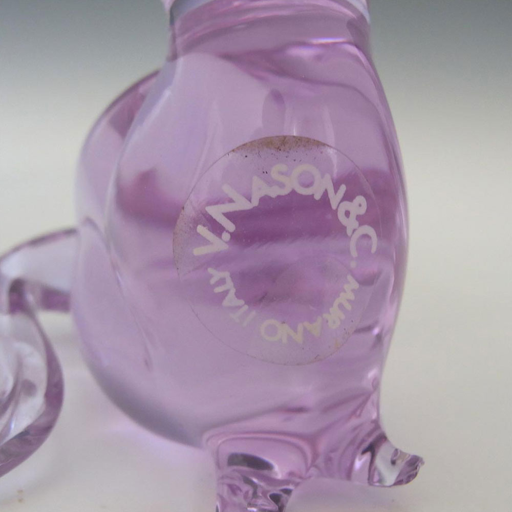 V. Nason & Co Murano Neodymium Glass Cat - Signed - Click Image to Close