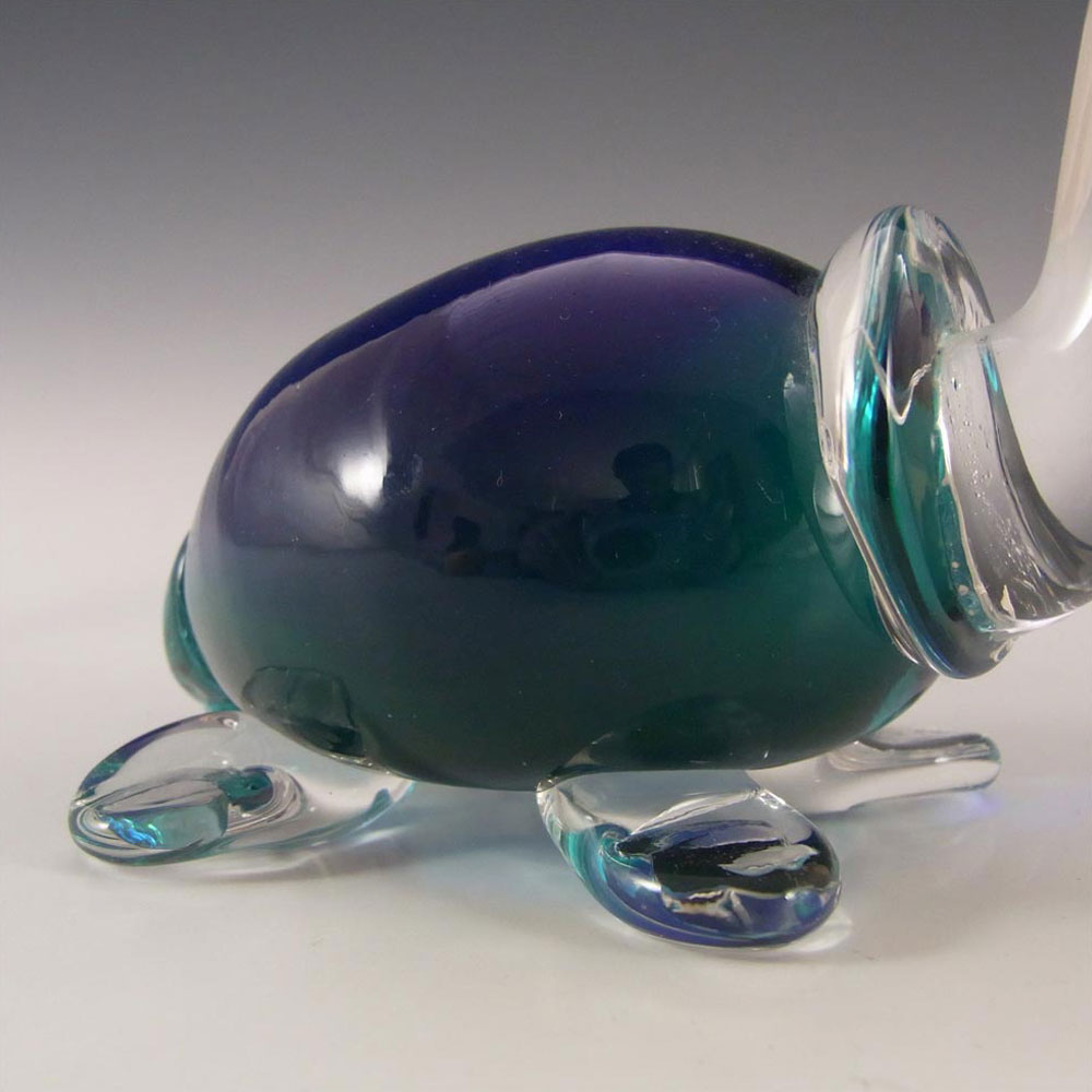 V. Nason & Co Murano Blue Glass Tortoise Sculpture - Signed - Click Image to Close