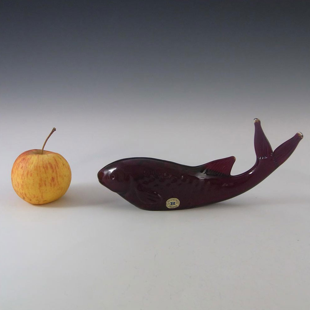 (image for) Reijmyre Swedish Dark Red Glass Fish Sculpture - Labelled - Click Image to Close