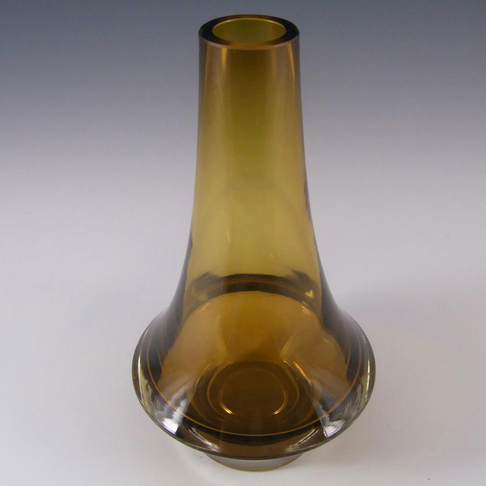 Riihimaki #1379 Riihimaen Lasi Oy Amber Glass Vase - Marked - Click Image to Close