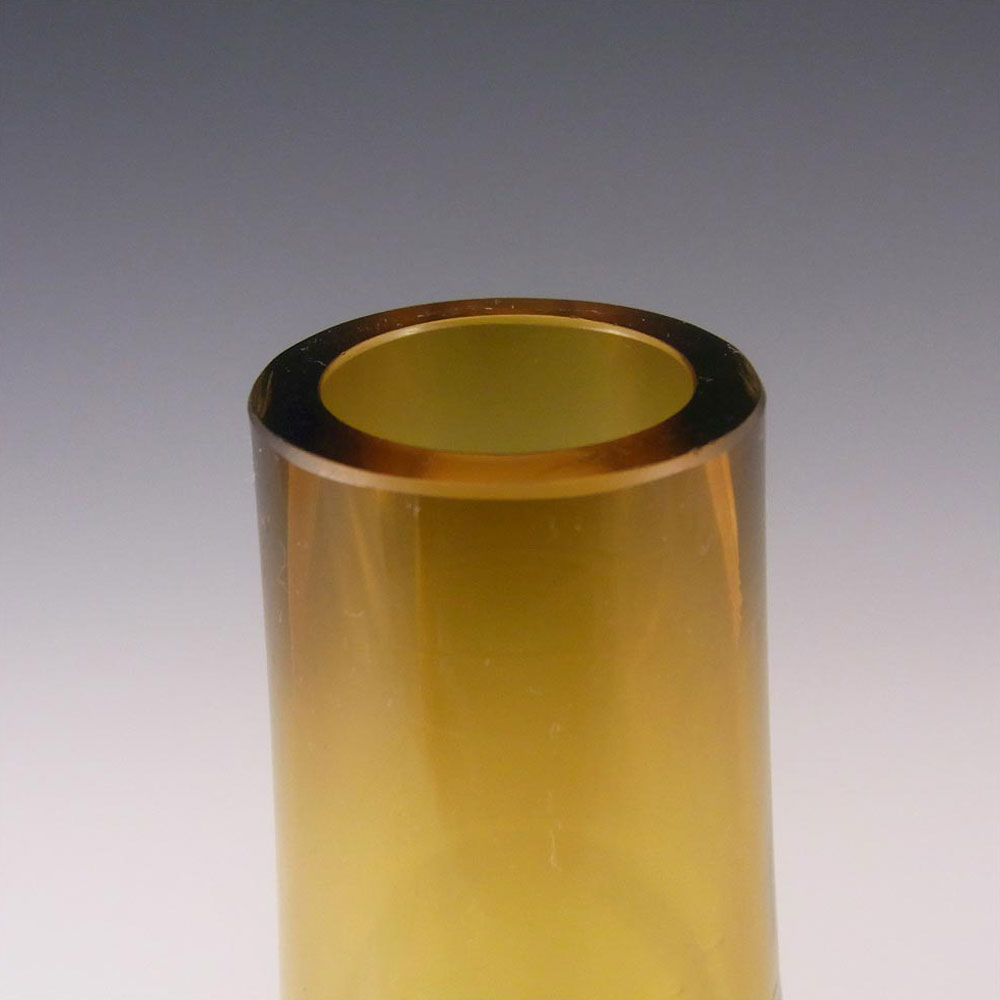 Riihimaki #1379 Riihimaen Lasi Oy Amber Glass Vase - Marked - Click Image to Close