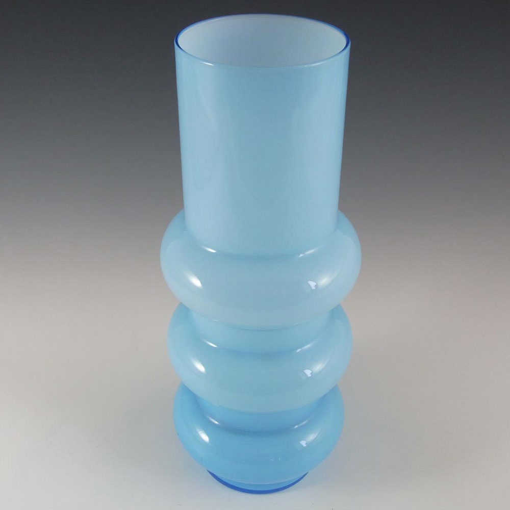 (image for) Ryd Glasbruk Swedish / Scandinavian Blue Glass Hooped 11.5" Vase - Click Image to Close