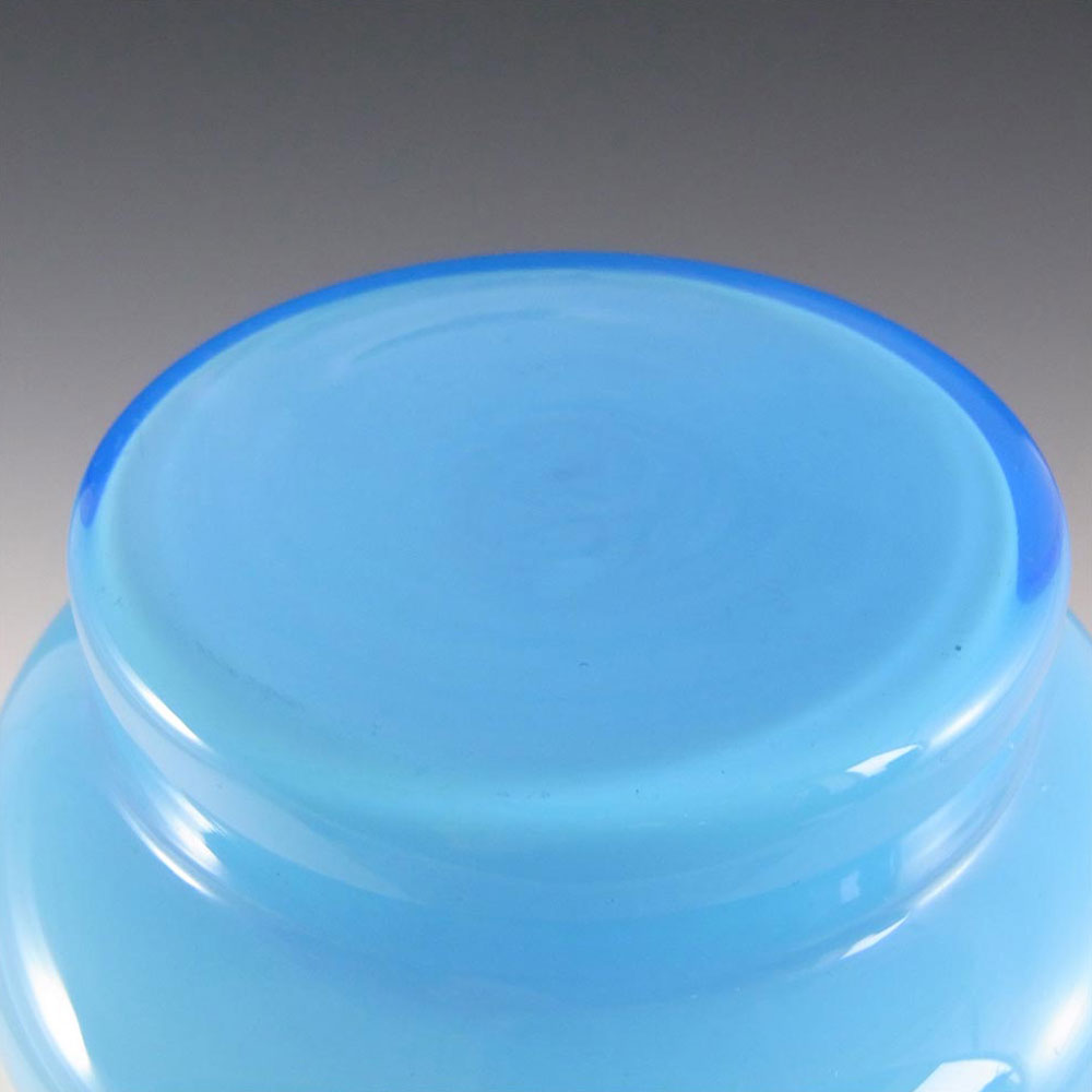 (image for) Ryd Glasbruk Swedish / Scandinavian Blue Glass Hooped 11.5" Vase - Click Image to Close