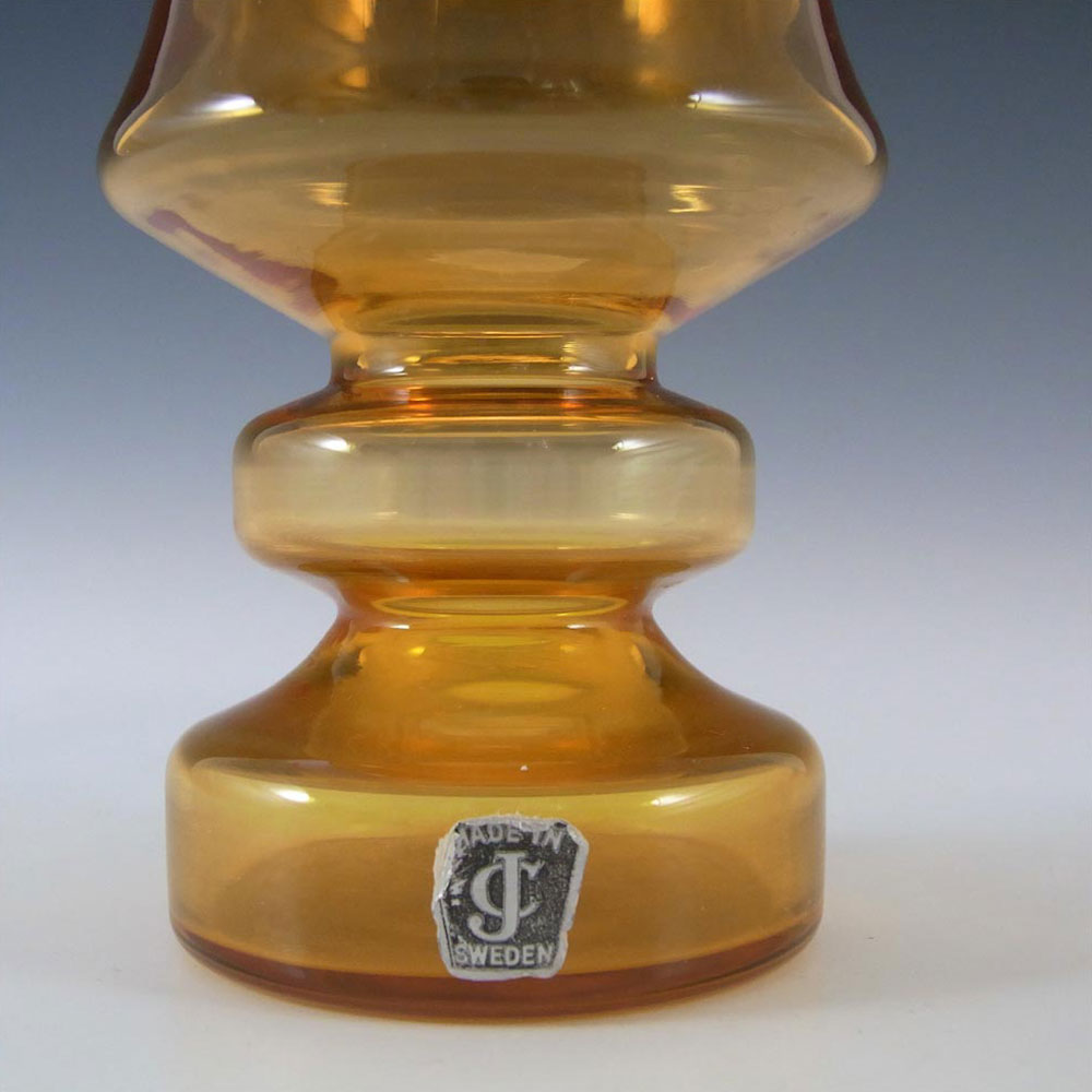 (image for) JC 1970's Scandinavian Orange Glass Hooped Vase - Click Image to Close