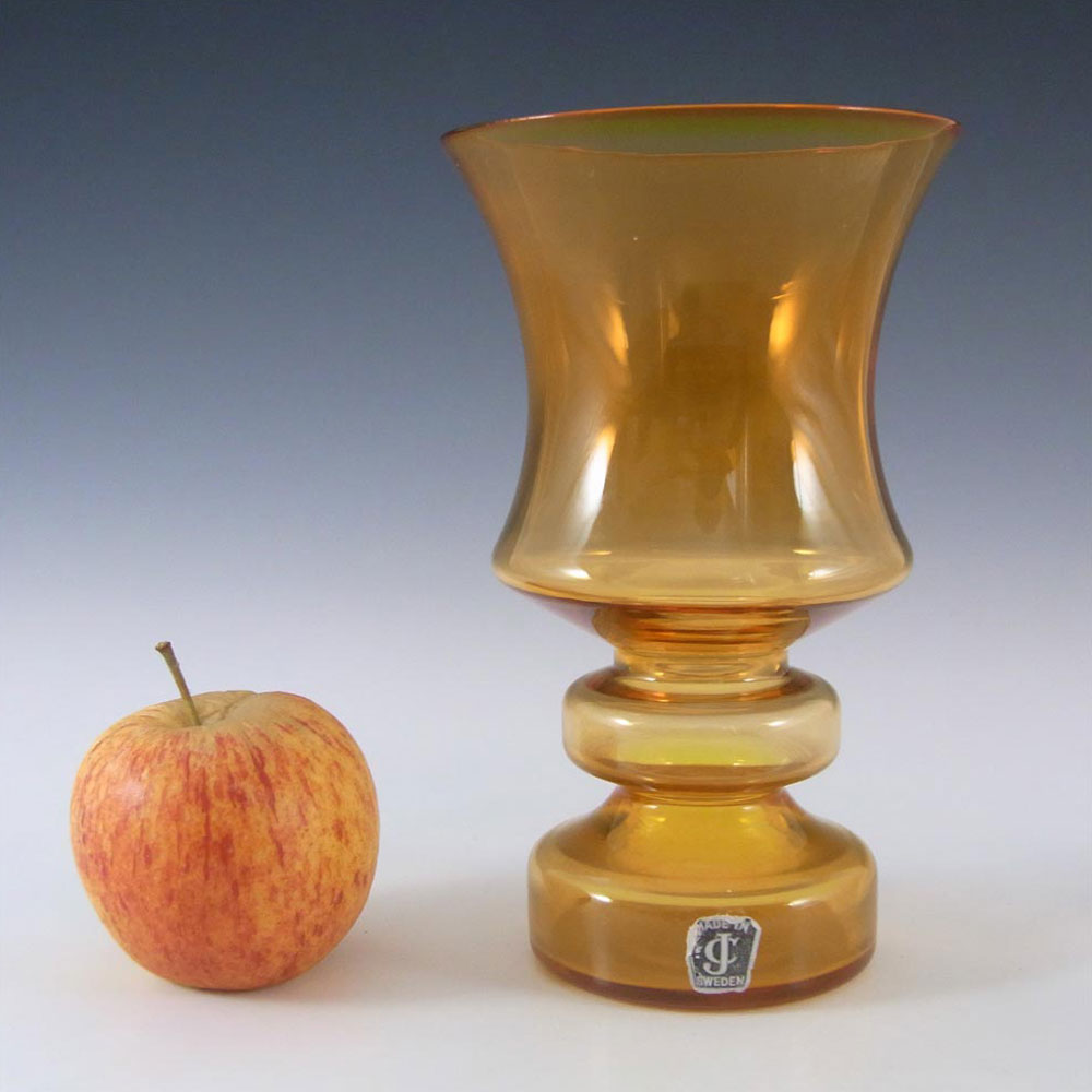 JC 1970's Scandinavian Orange Glass Hooped Vase - Click Image to Close