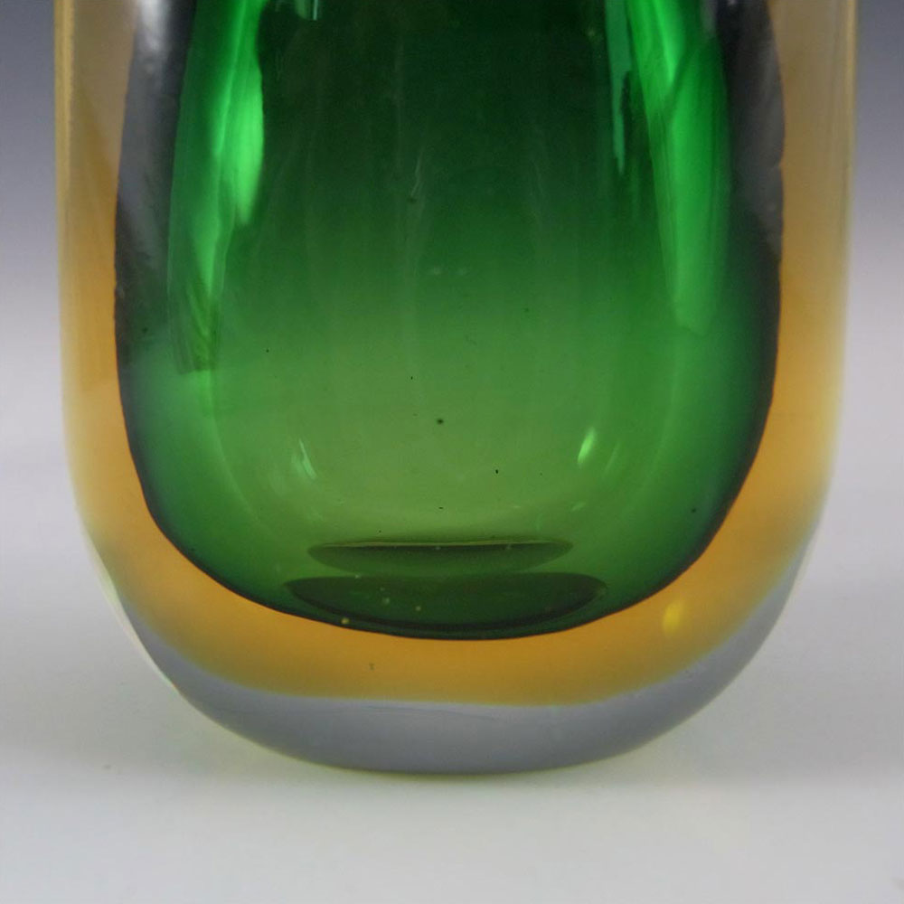 Murano/Venetian Green & Amber Sommerso Glass Vase #3 - Click Image to Close