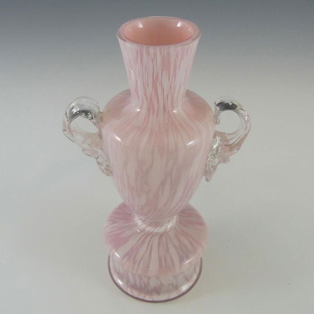 Welz Bohemian Pink & White Spatter Glass Trophy Vase - Click Image to Close