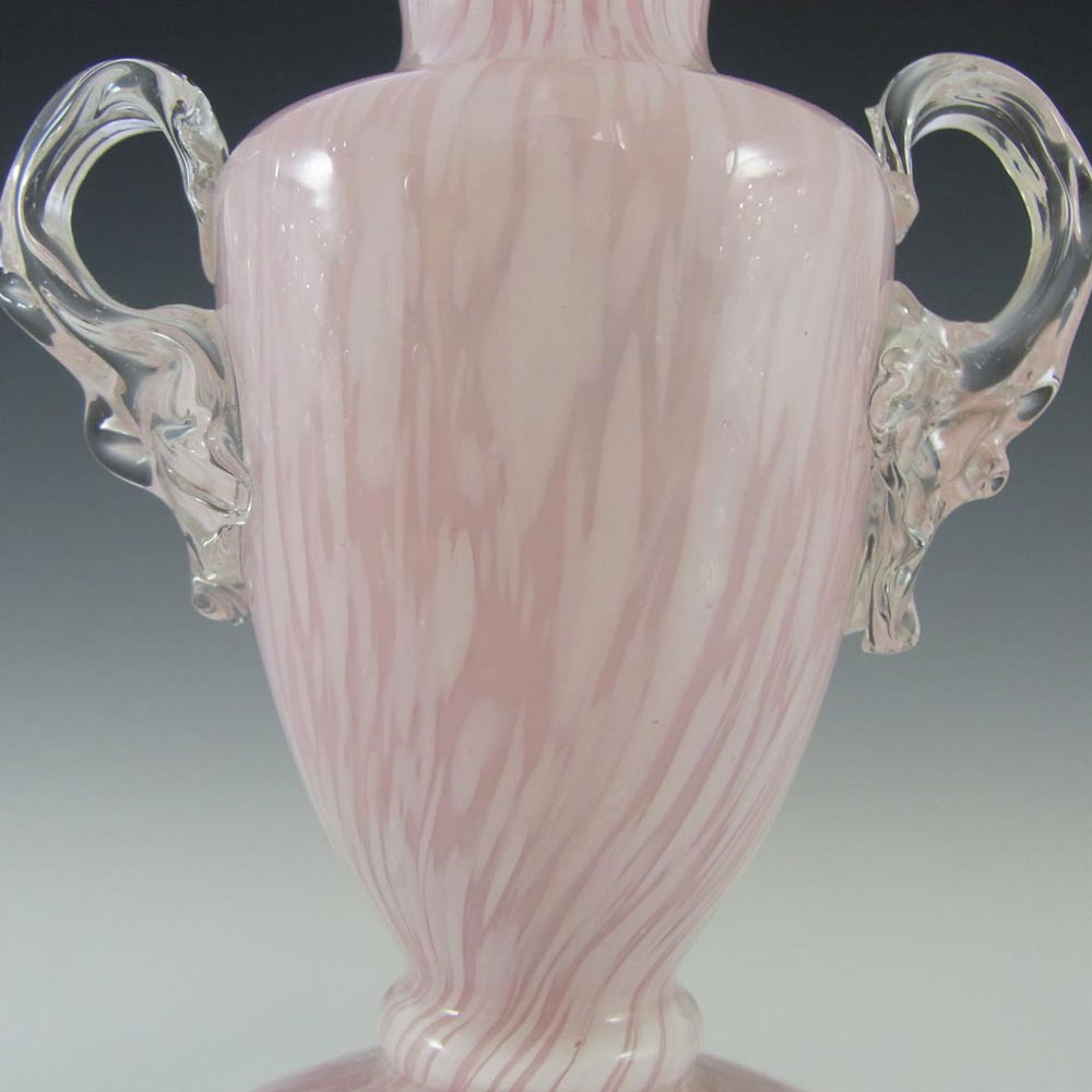(image for) Welz Bohemian Pink & White Spatter Glass Trophy Vase - Click Image to Close