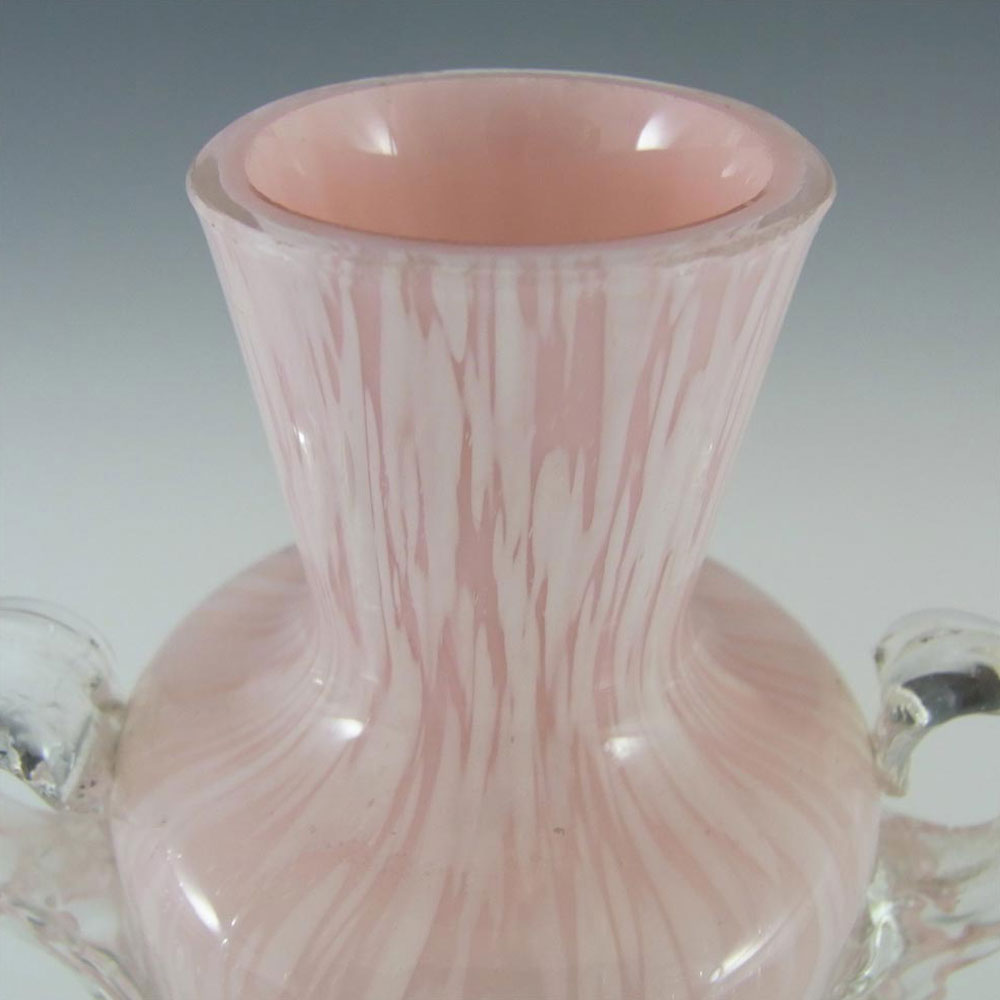 Welz Bohemian Pink & White Spatter Glass Trophy Vase - Click Image to Close