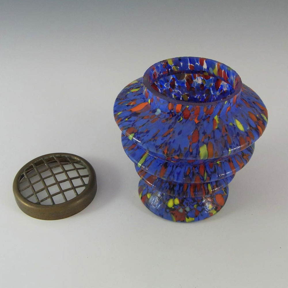 (image for) Ernst Steinwald / Franz Tomschick Czech Art Deco Blue Spatter Glass Posy Vase - Click Image to Close