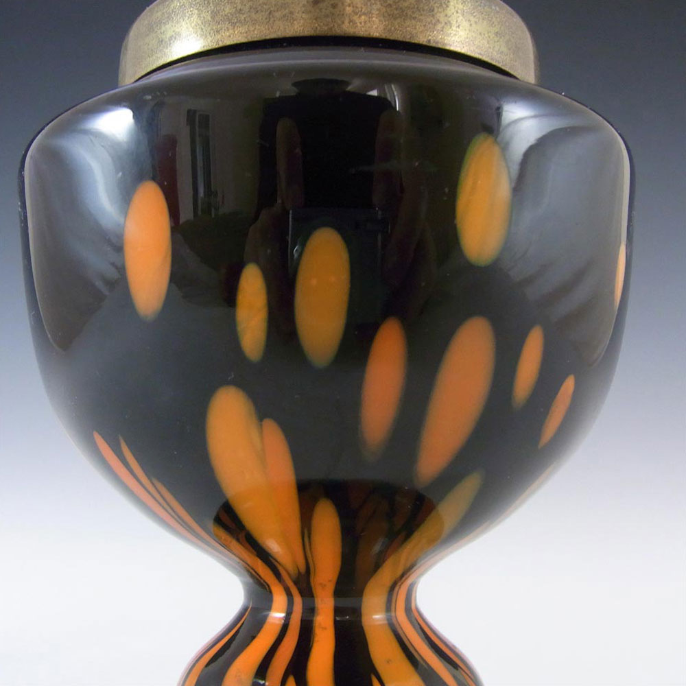 Czech 1930's Black & Orange Spatter/Splatter Glass Vase - Click Image to Close