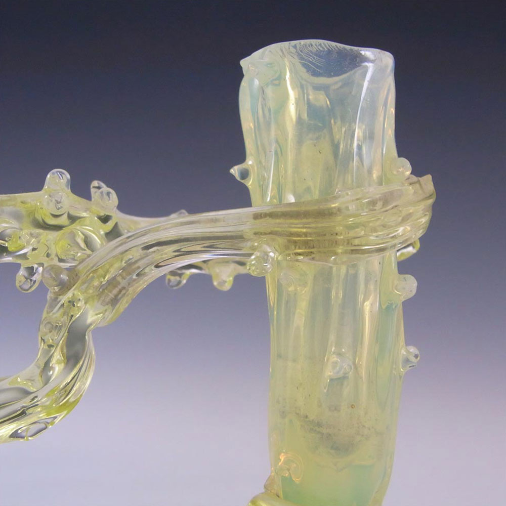 (image for) John Walsh Victorian Vaseline/Uranium Glass Double Thorn Vase - Click Image to Close