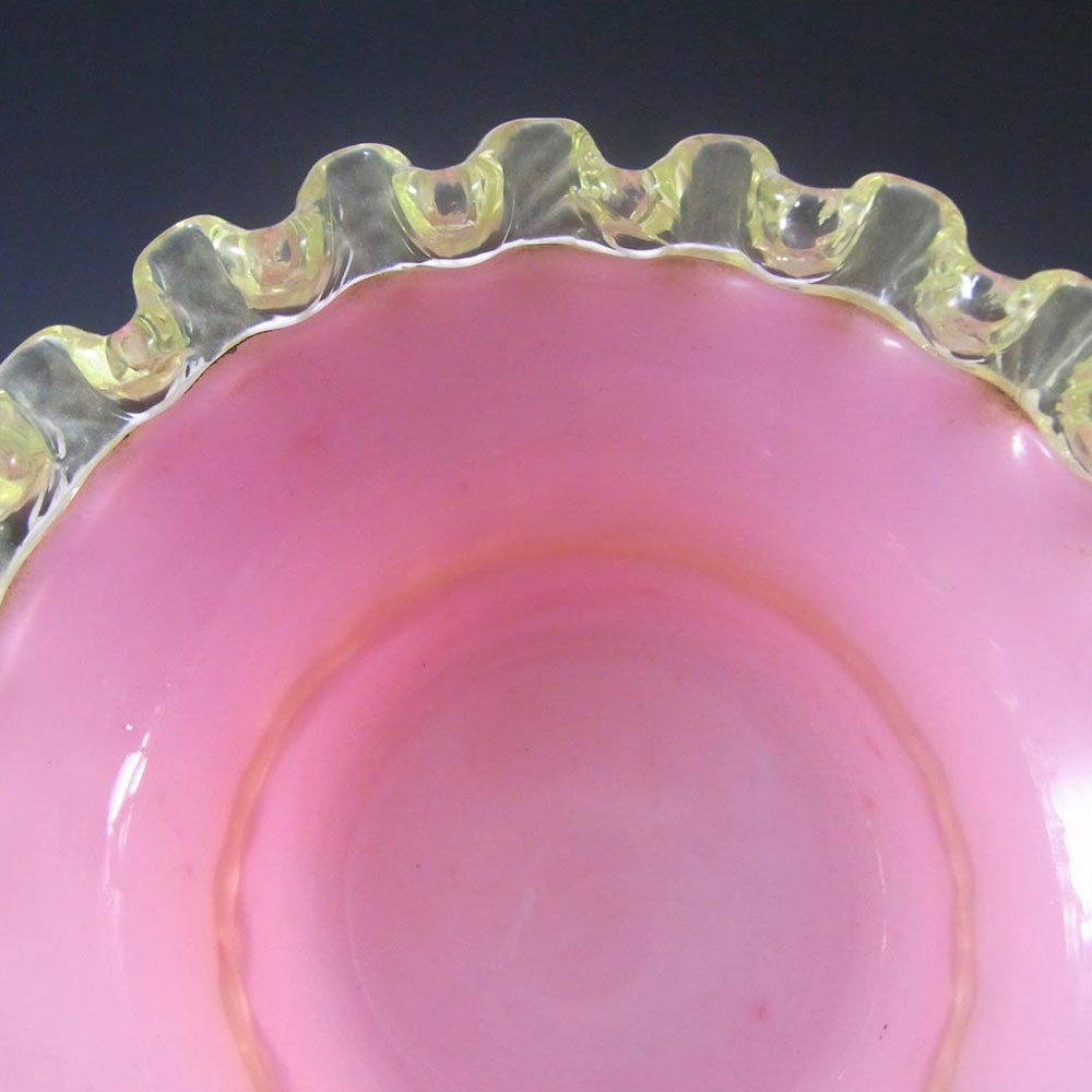 Victorian 1890's Pink & Uranium Green Glass Bowl - Click Image to Close