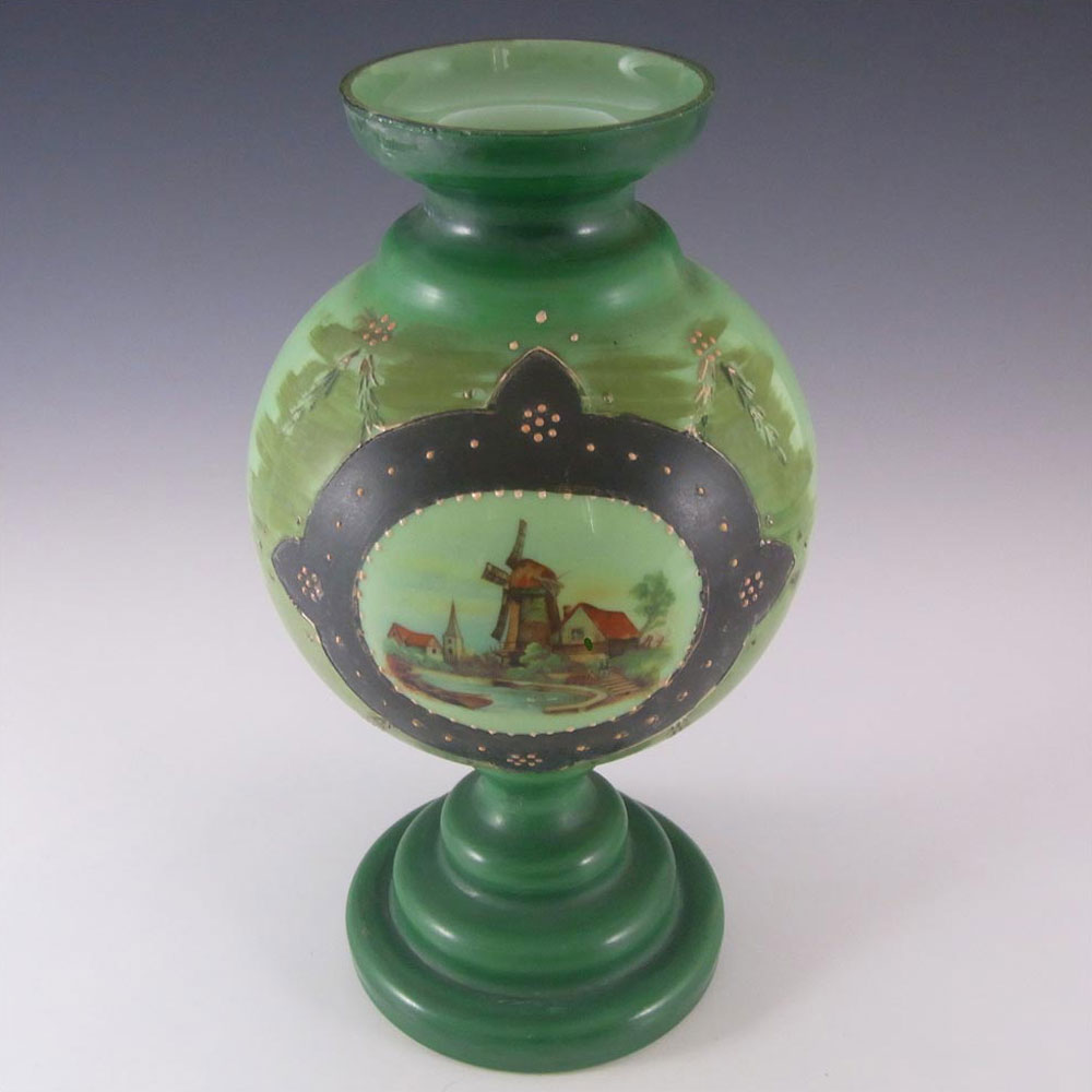 (image for) Victorian Hand Painted/Enamelled Opaque Glass Vase - Click Image to Close