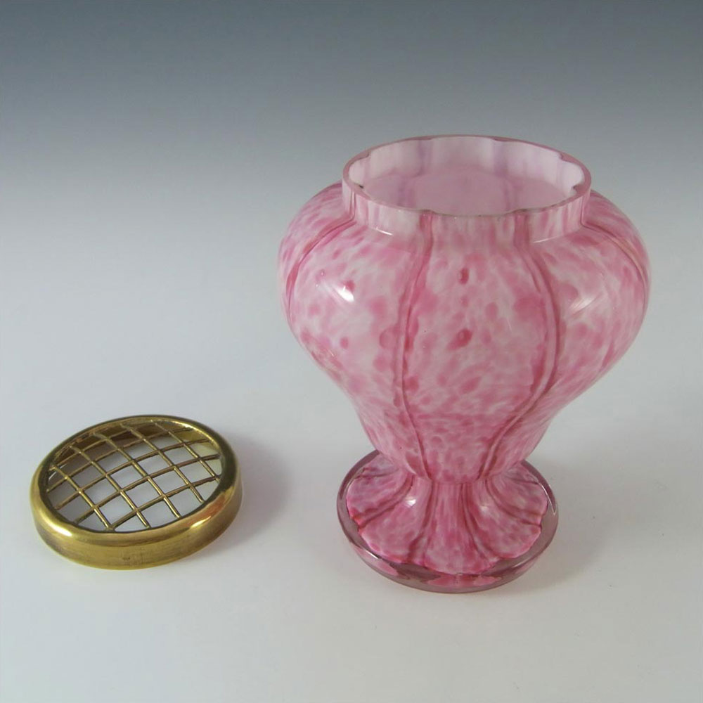 (image for) Welz Czech Pink Aventurine Glass 'Vertical Stripes' Vase #1 - Click Image to Close