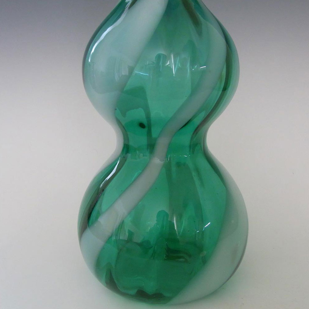 (image for) Cristalleria Artistica Toscana / Alrose Empoli Green & White Glass Bottle - Click Image to Close