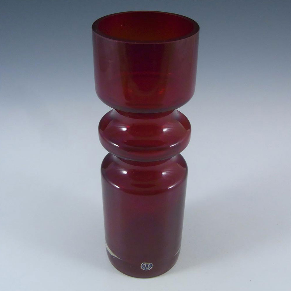 Alsterfors #S5000 Per Ström Red Cased Glass Hooped Vase - Click Image to Close