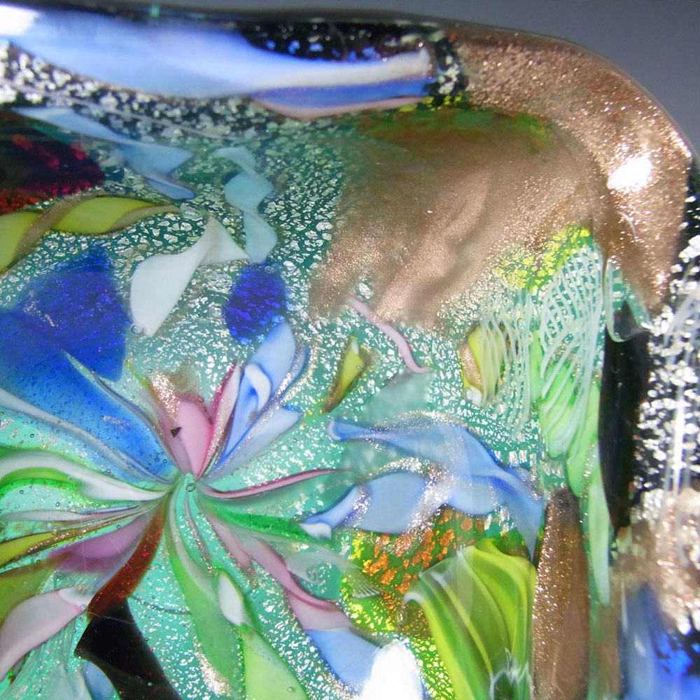 AVEM Murano Zanfirico Bizantino / Tutti Frutti Green Glass Bowl - Click Image to Close