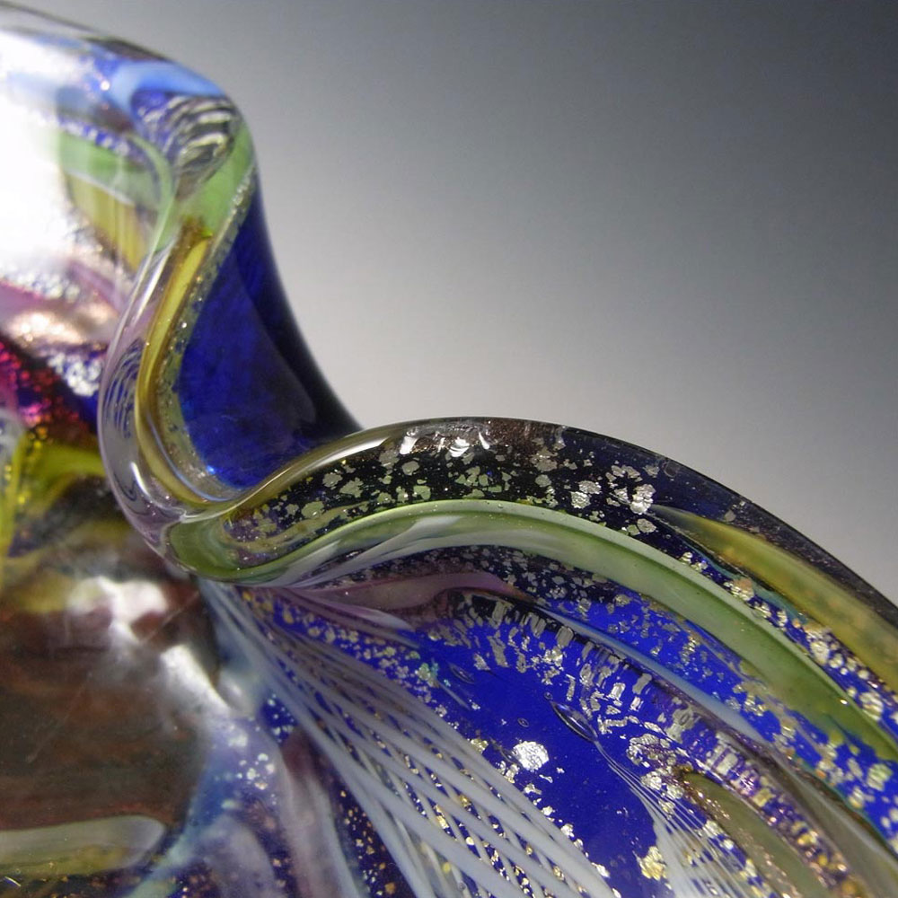 AVEM Murano Zanfirico Bizantino / Tutti Frutti Blue Glass Bowl - Click Image to Close