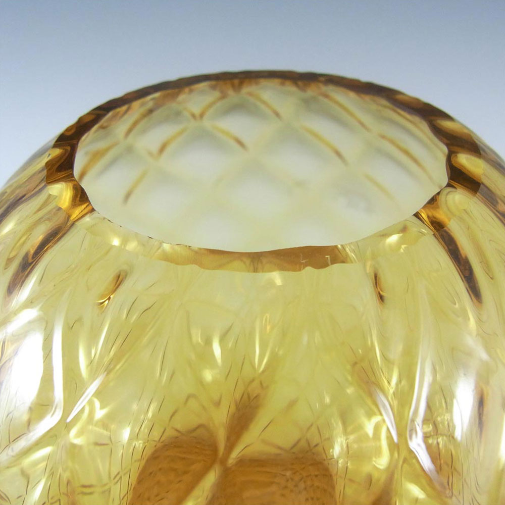 Borske Sklo 1950's Amber Bohemian Glass Optical Vase - Click Image to Close