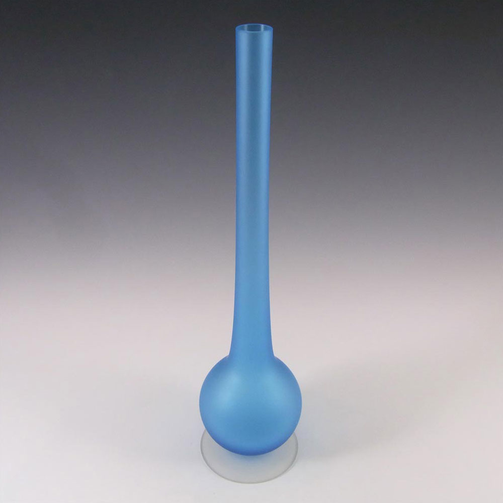 (image for) Carlo Moretti Satinato Blue Murano Glass 14" Stem Vase - Click Image to Close