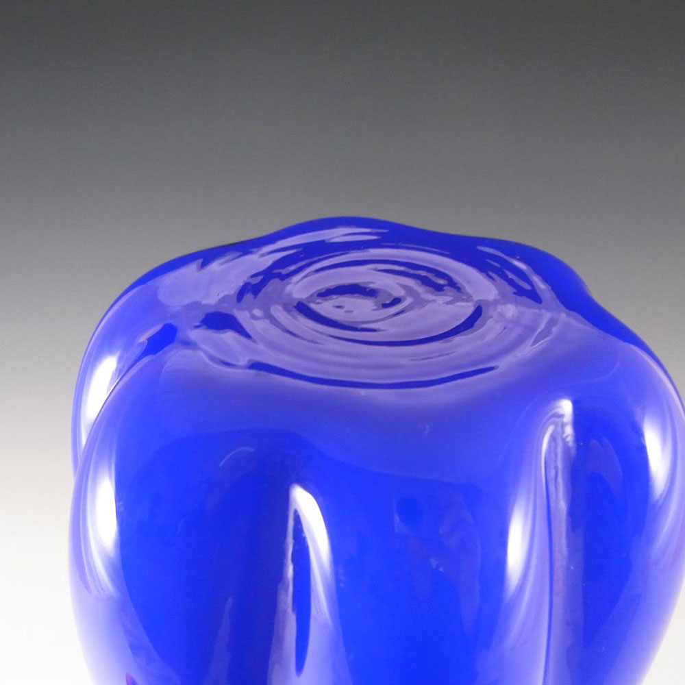 (image for) Elme 1970s Scandinavian Blue Cased Glass 'Melon-Form' Vase #2 - Click Image to Close
