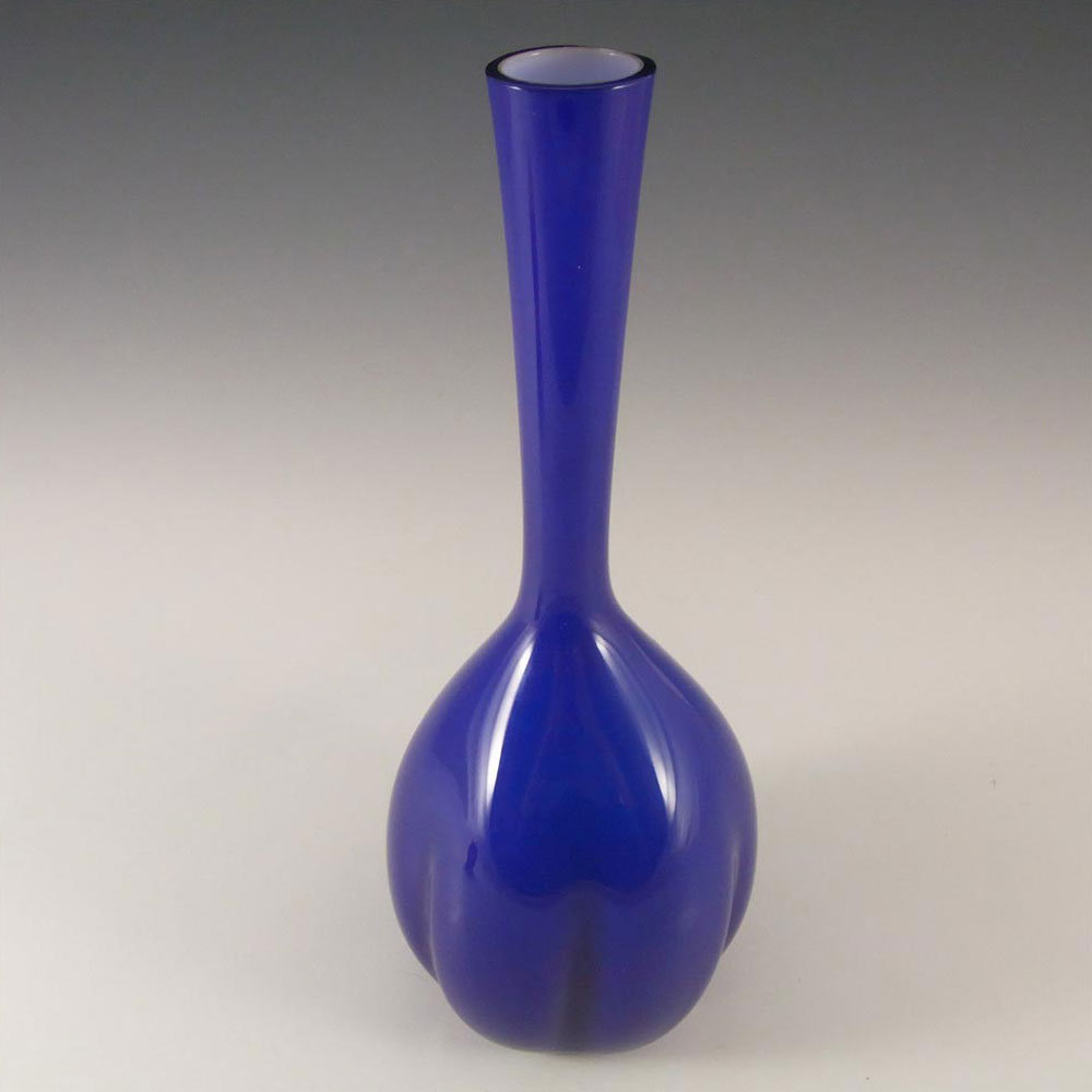 (image for) Elme 1970s Scandinavian Blue Cased Glass 'Melon-Form' Vase #1 - Click Image to Close