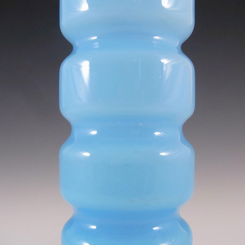Scandinavian / Swedish 1960s Blue Hooped Cased Glass Vase - Click Image to Close