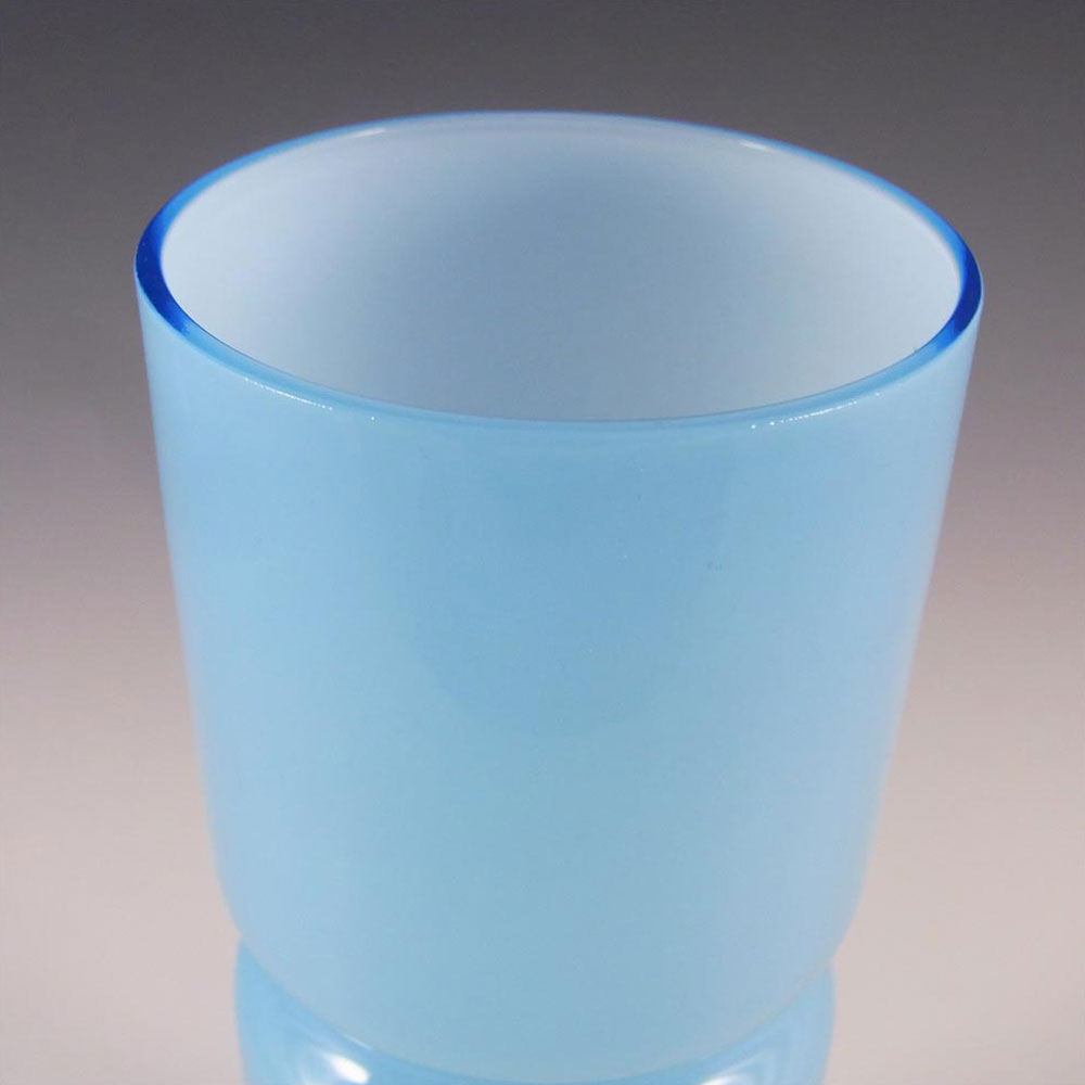 Scandinavian / Swedish 1960s Blue Hooped Cased Glass Vase - Click Image to Close