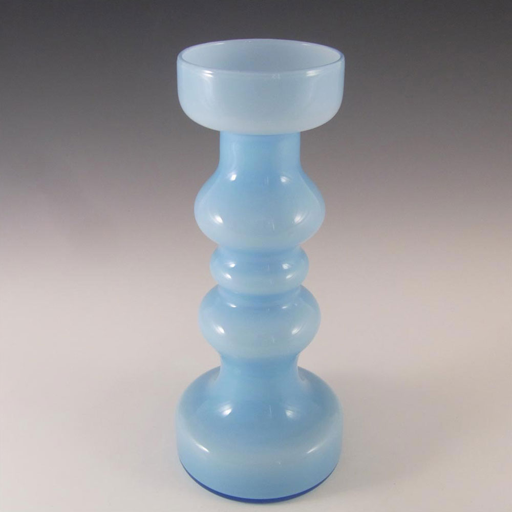 Empoli Italian Blue Cased Glass Hooped Vase - Click Image to Close
