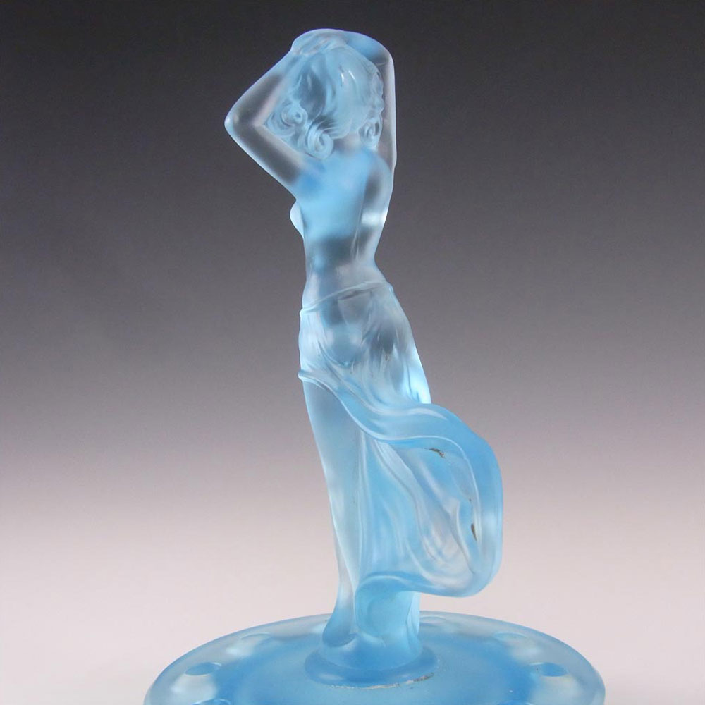 Josef Inwald Art Deco Blue Glass Nude Lady Figurine - Click Image to Close