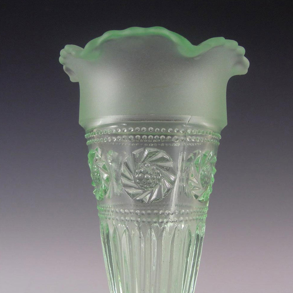 (image for) Bagley #3187 Art Deco 6" Vintage Green Glass 'Katherine' Vase - Click Image to Close