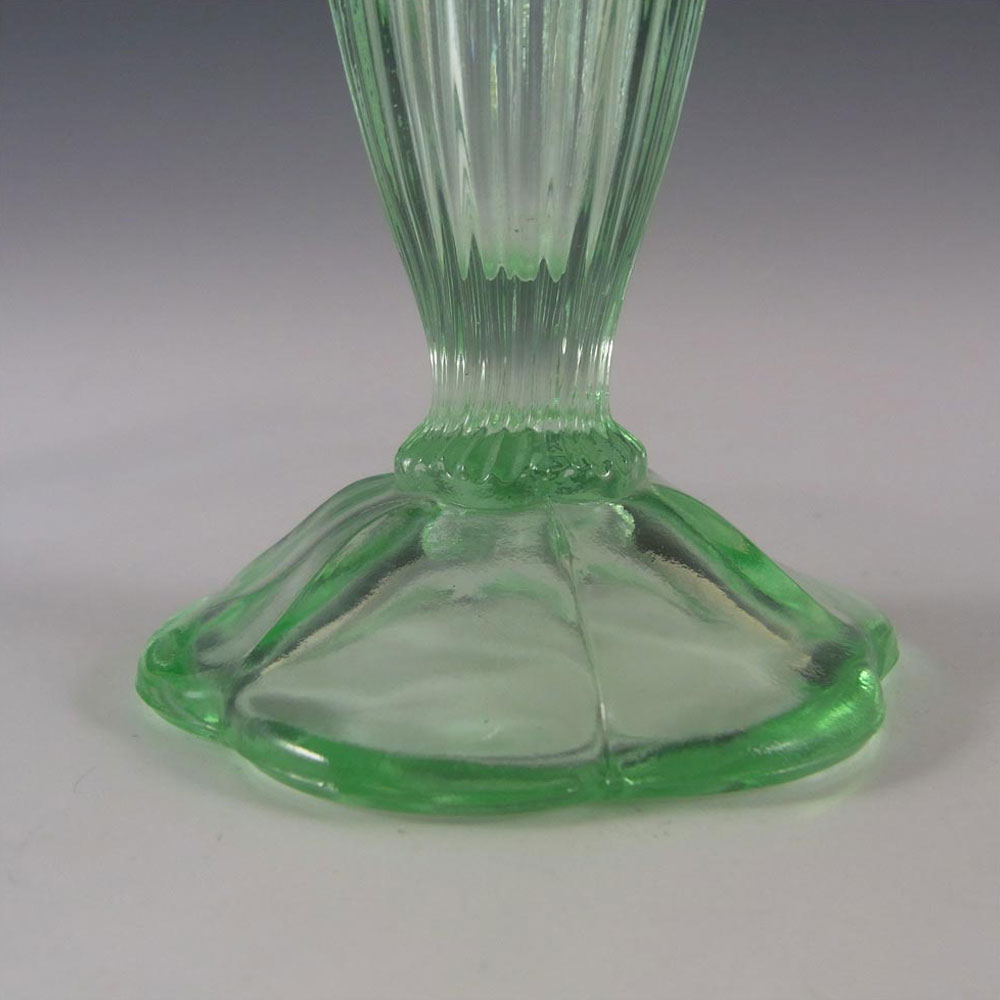 Bagley #3187 Art Deco 6" Vintage Green Glass 'Katherine' Vase - Click Image to Close