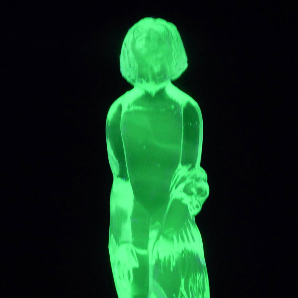(image for) Müller & Co 'September Morn' Art Deco Uranium Glass Lady Figurine - Click Image to Close