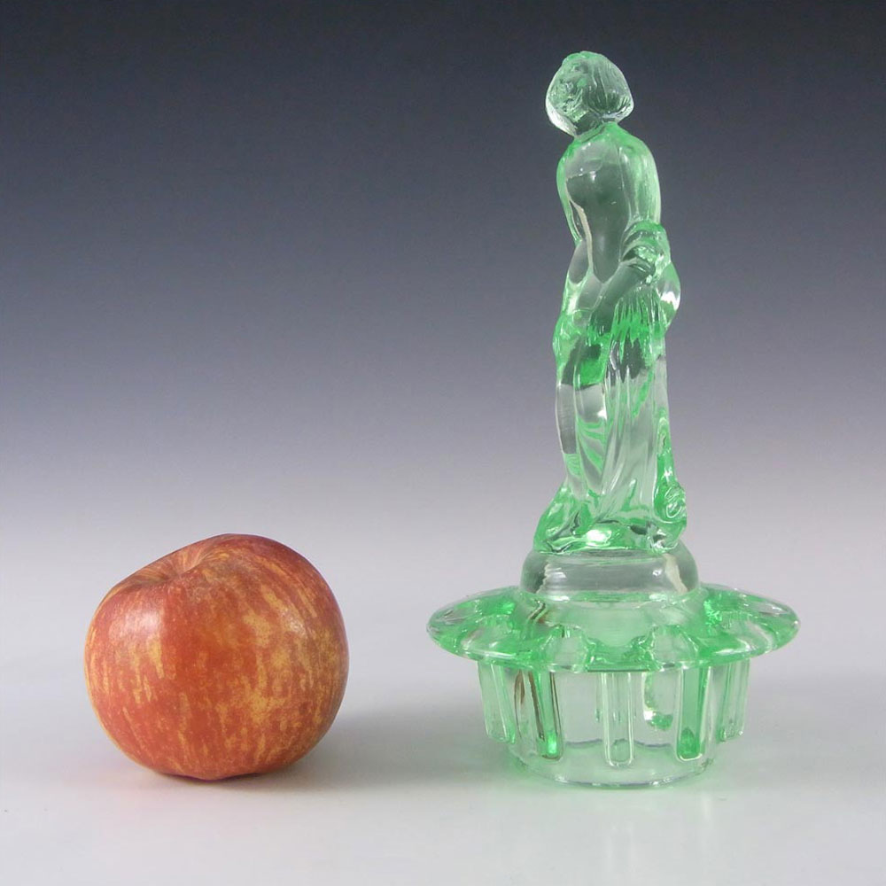 Müller & Co 'September Morn' Art Deco Uranium Glass Lady Figurine - Click Image to Close