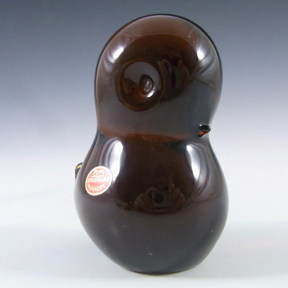 (image for) FM Konstglas/Ronneby Swedish Brown Glass Bird - Labelled - Click Image to Close
