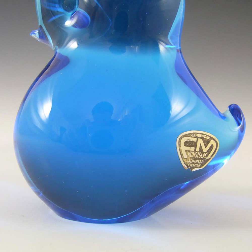 (image for) FM Konstglas/Ronneby Swedish Blue Glass Bird - Labelled - Click Image to Close