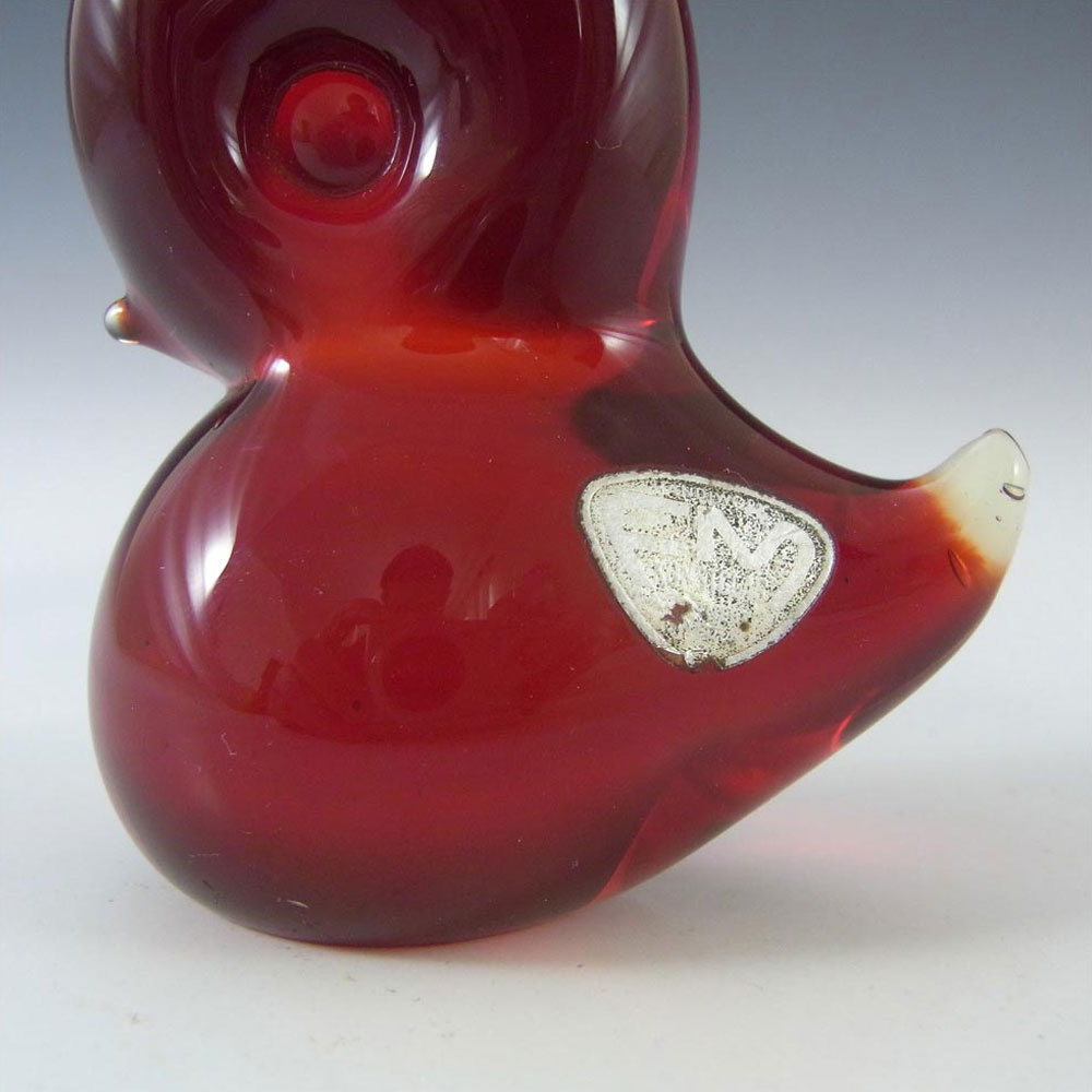 FM Konstglas/Ronneby Swedish Red Glass Bird - Labelled - Click Image to Close