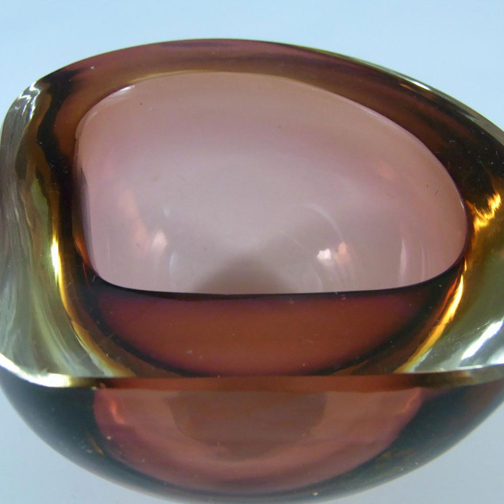 (image for) Murano Geode Brown & Amber Sommerso Glass Bowl - Click Image to Close