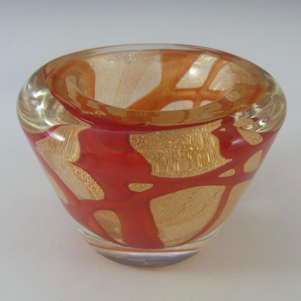 Barovier & Toso? Murano Gold Leaf Glass Zig Zag Bowl - Click Image to Close