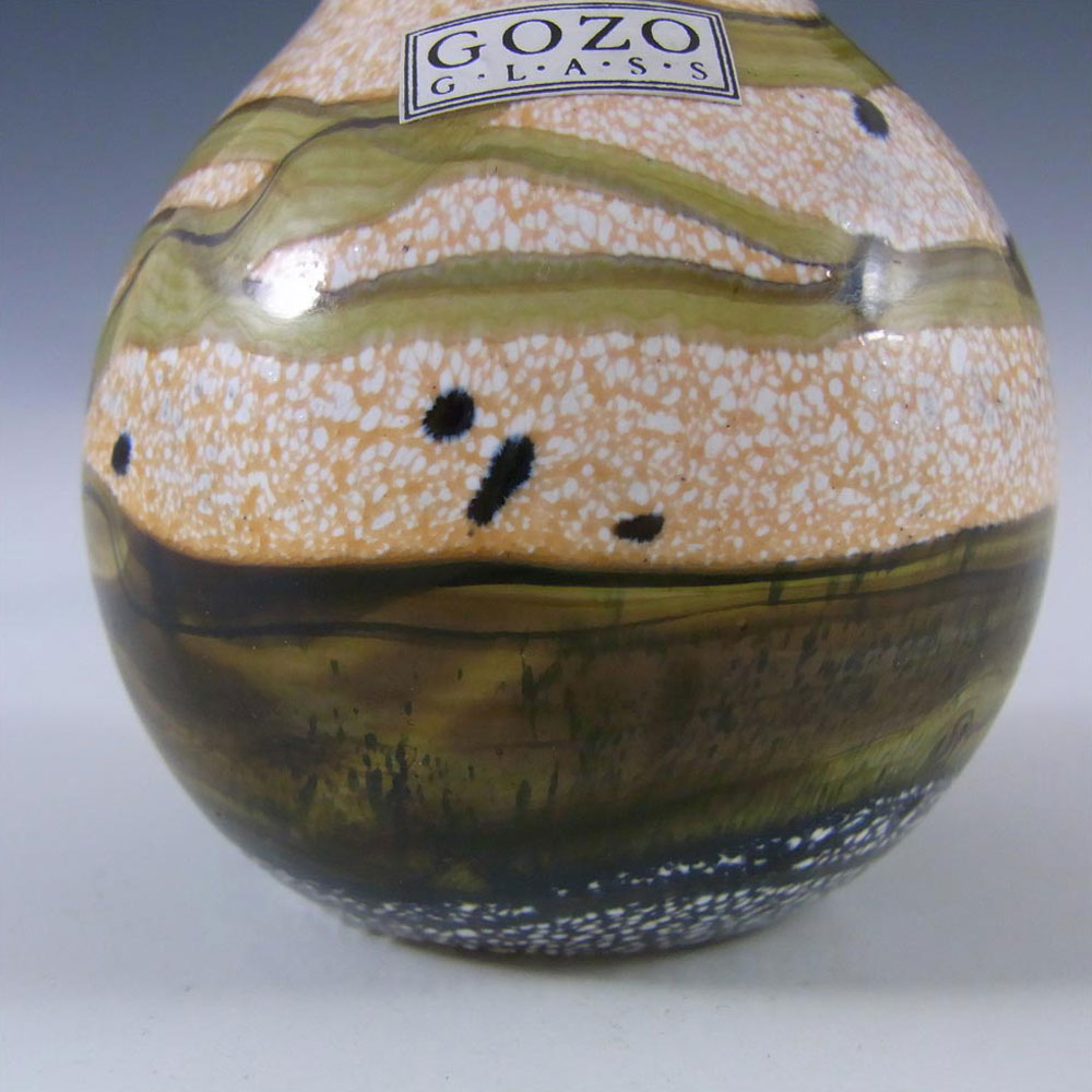 SIGNED Gozo Maltese Green Glass 'Seashell' Vase, Labelled - Click Image to Close