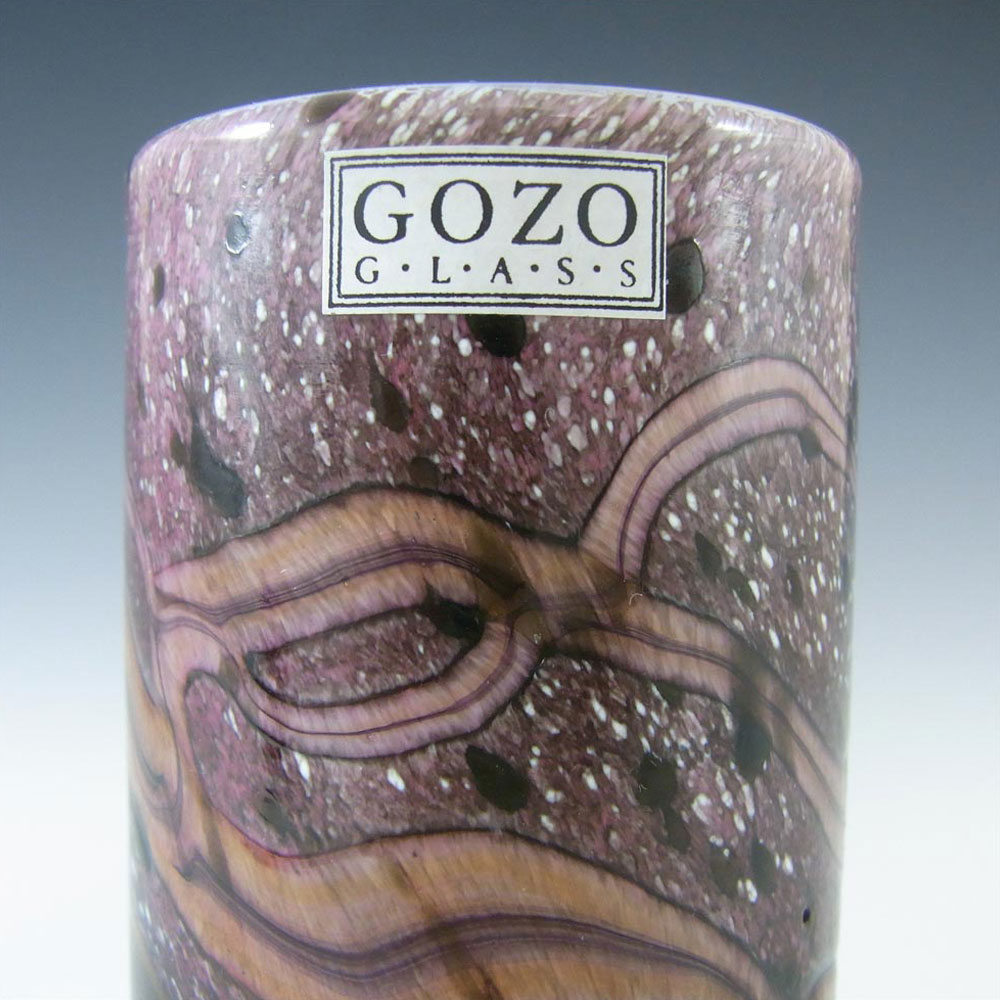 (image for) SIGNED Gozo Maltese Purple Glass 'Seashell' Cylinder Vase, Labelled - Click Image to Close