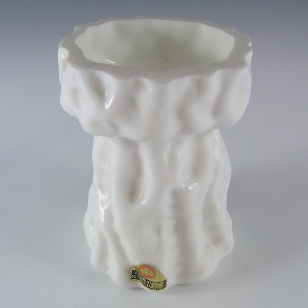 (image for) LABELLED Ingrid/Ingridglas White Glass Bark Textured Vase - Click Image to Close