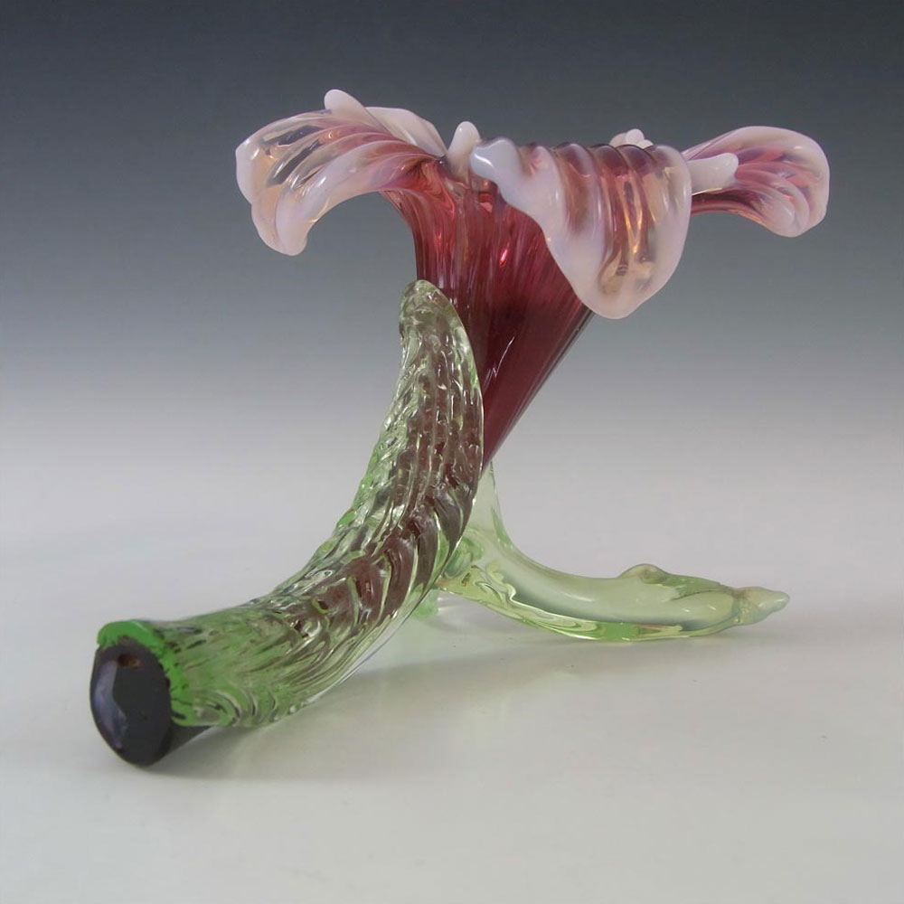 Kralik Art Nouveau Uranium Opalescent Floriform Glass Vase - Click Image to Close