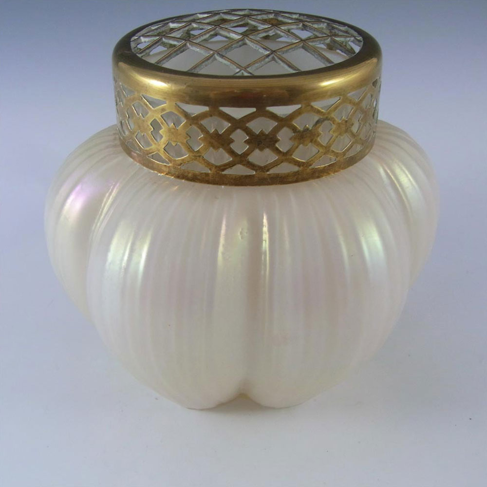 Art Nouveau 1900's Iridescent Mother-of-Pearl Glass Posy Vase - Click Image to Close