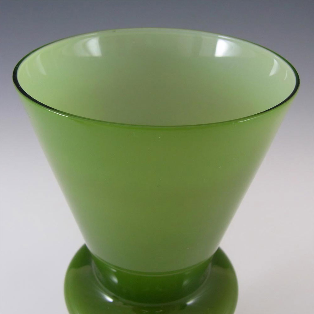 Lindshammar / Alsterbro / JC Swedish Green Hooped Glass Vase - Click Image to Close