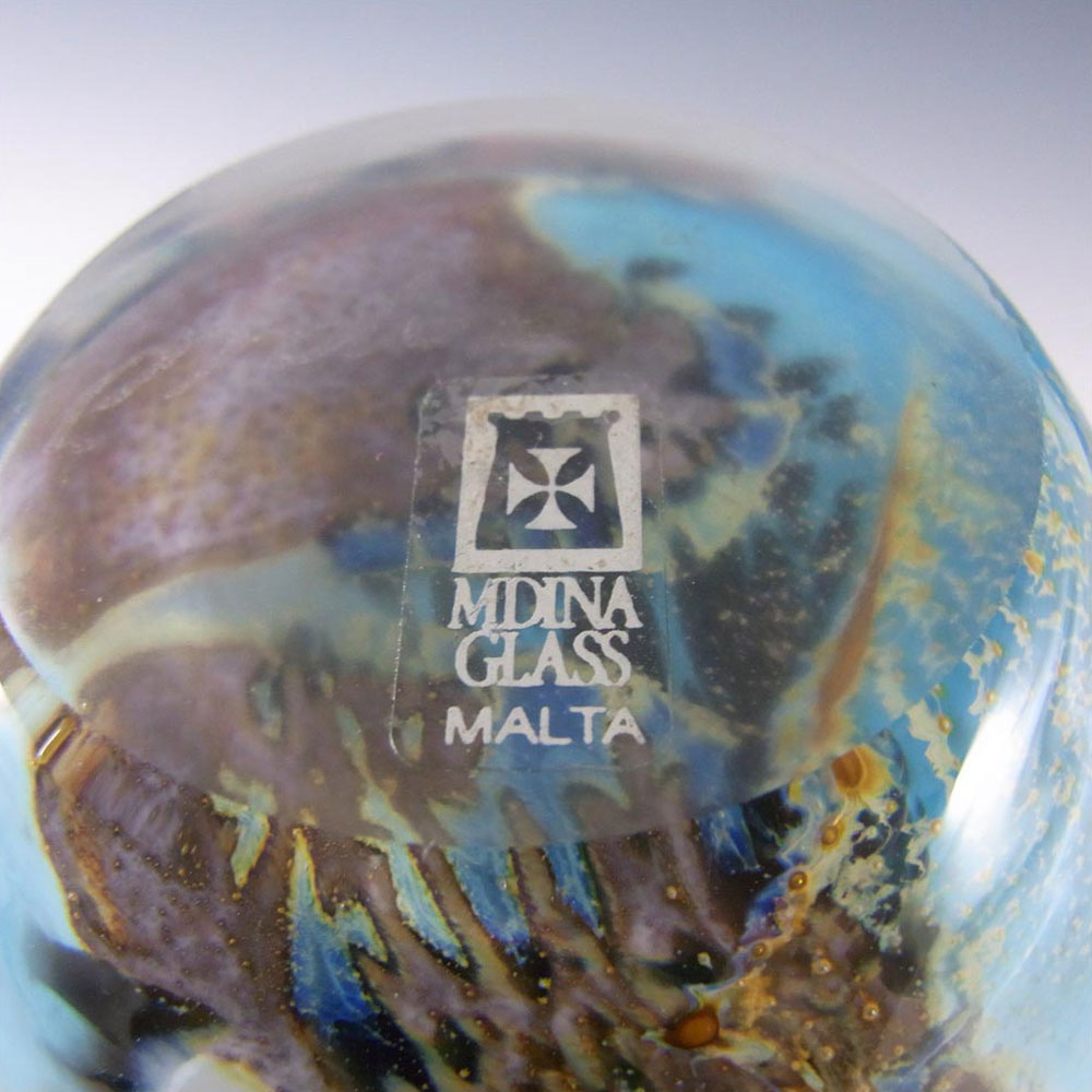 Mdina 'Seascape' Maltese Glass Vase - Labelled - Click Image to Close